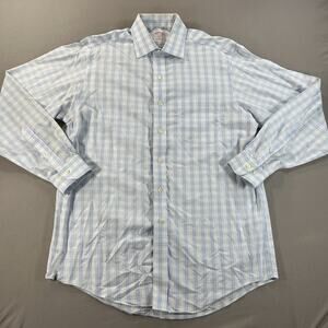 Brooks Brothers 346 Shirt 15 4/5 Button Up Plaid White Regular Fit Non Iron